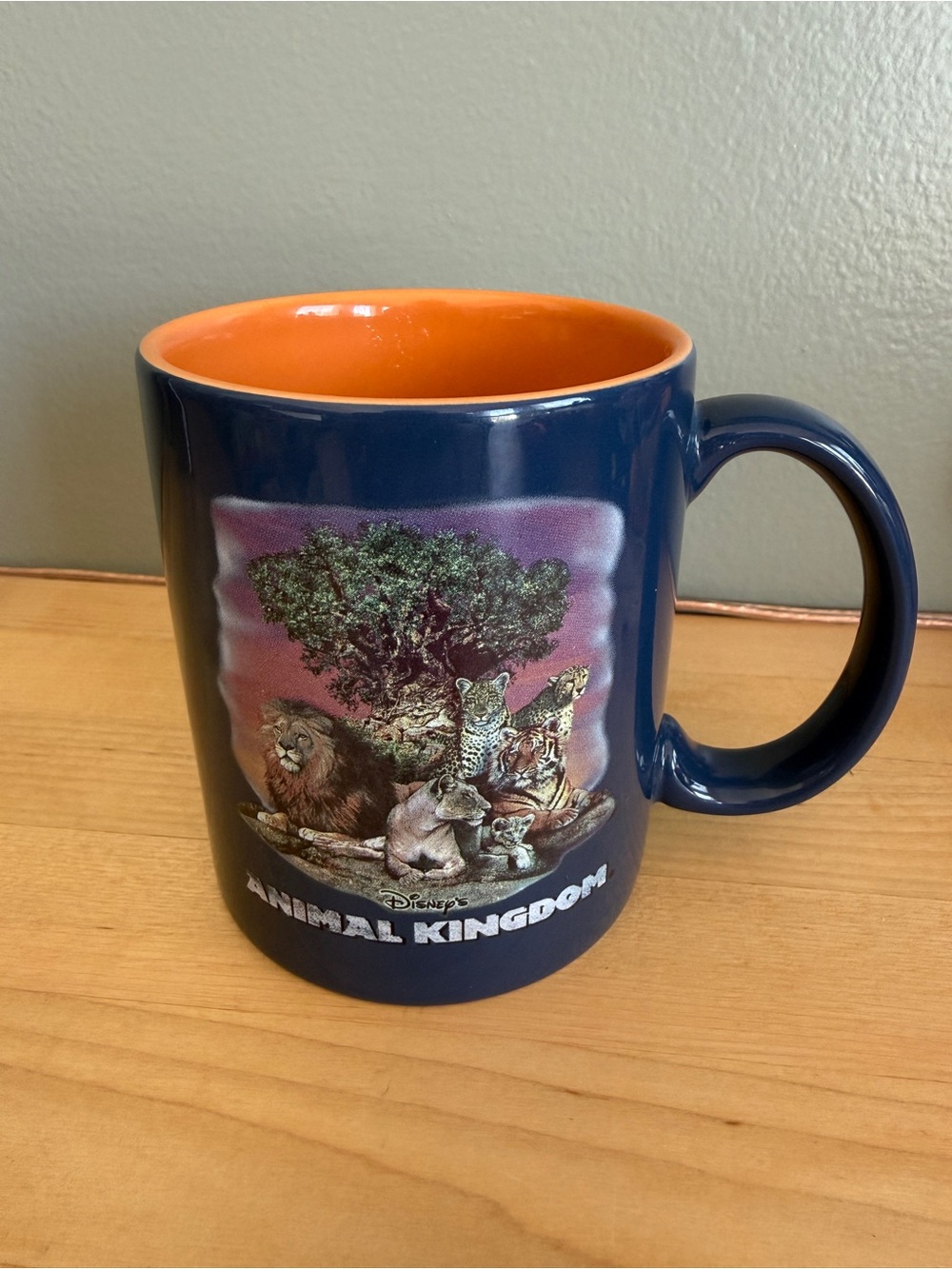 Disney Animal Kingdom Mug Tree of Life Lion Tiger Safari Coffee Cup Blue Orange